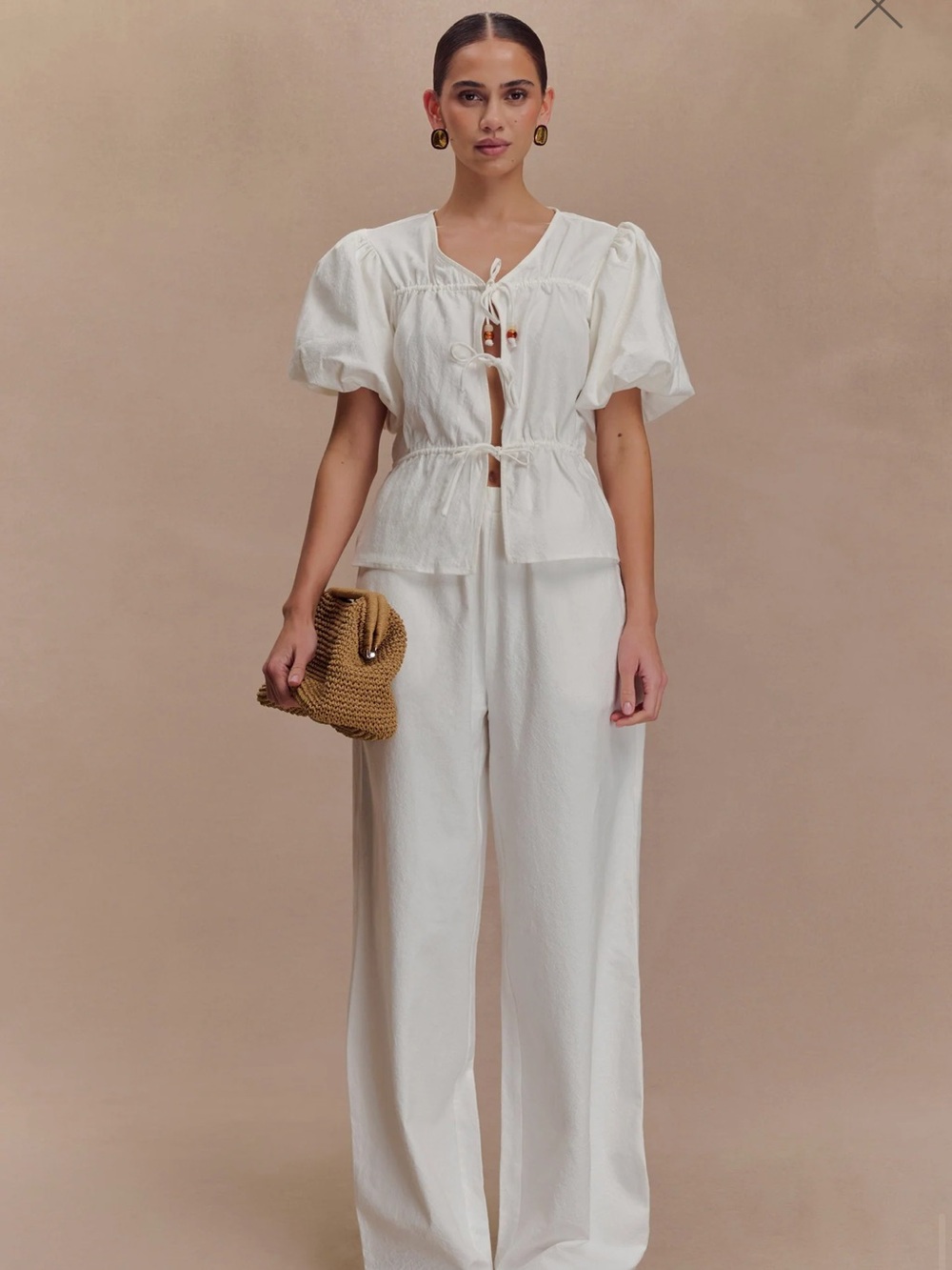MESHKI emilie puff sleeve white top - Picture 7 of 7